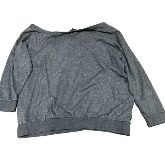 Torrid Women's Plus Size 3 Gray Off Shoulder Sweatshirt Pink Sequin Lips Casual - Picture 8 of 9